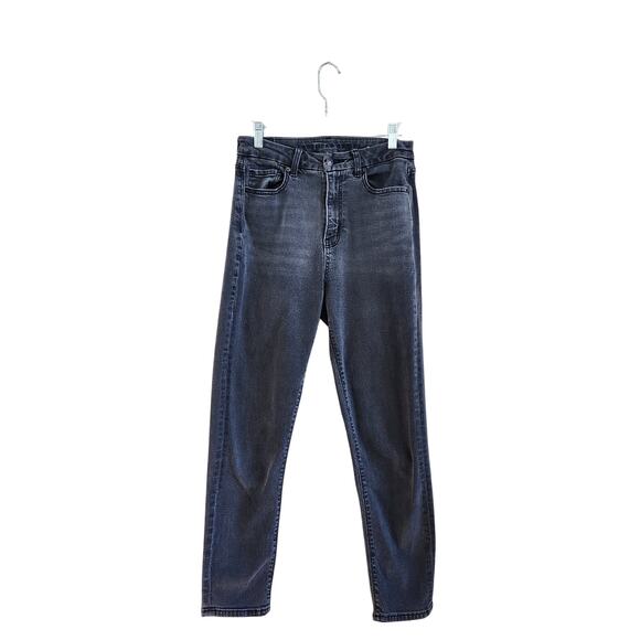 American Eagle High Rise Curvy Mom Tapered Jeans Pockets Dark Blue Denim Size 4 - Picture 1 of 8